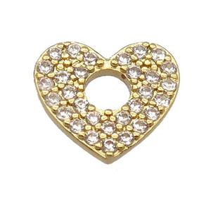 copper heart pendant pave zircon, gold plated, approx 12-13mm [FD20146]