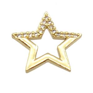 copper star pendant pave zircon, gold plated, approx 14-15mm [FD20148]