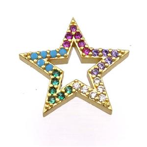 copper star pendant pave zircon, gold plated, approx 14-15mm [FD20150]