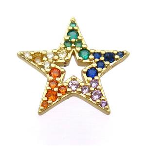 copper star pendant pave zircon, gold plated, approx 14-15mm [FD20151]