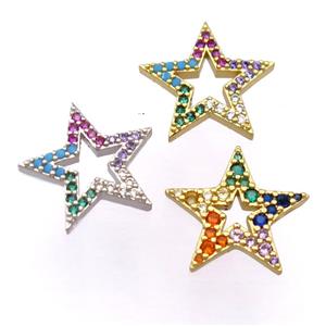 copper star pendant pave zircon, mixed, approx 14-15mm [FD20152]