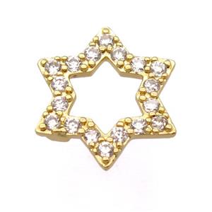 copper david star pendant pave zircon, gold plated, approx 15-16mm [FD20155]