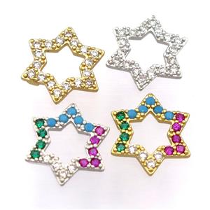 copper david star pendant pave zircon, mixed, approx 15-16mm [FD20157]