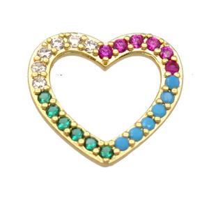 copper heart pendant pave zircon, gold plated, approx 17-18mm [FD20161]