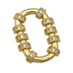 copper oval pendant pave zircon, gold plated, approx 13-19mm [FD20164]