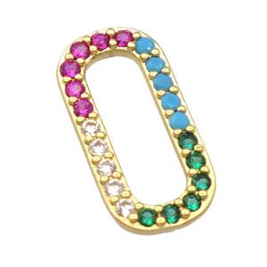 copper oval pendant pave zircon, gold plated, approx 9-19mm [FD20167]