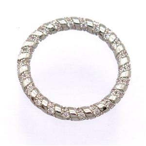 copper circle pendant pave zircon, platinum plated, approx 25mm dia [FD20169]