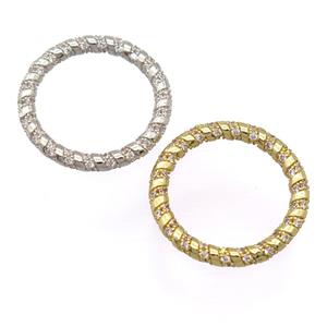 copper circle pendant pave zircon, mixed, approx 25mm dia [FD20171]