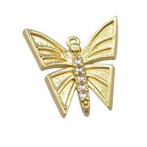 copper butterfly pendant pave zircon, gold plated, approx 16mm [FD20172]