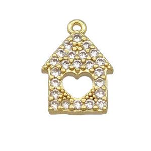 copper house pendant pave zircon, gold plated, approx 8-12mm [FD20180]