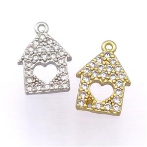 copper house pendant pave zircon, mixed, approx 8-12mm [FD20181]