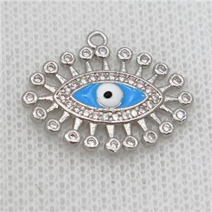 copper pendant pave zircon, evil eye, platinum plated, approx 16-22mm [FD20185]