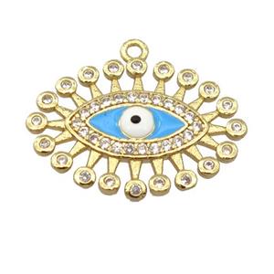 copper pendant pave zircon, evil eye, gold plated, approx 16-22mm [FD20186]