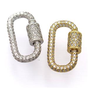copper carabiner lock pendant pave zircon, mixed, approx 14-24mm [FD20199]