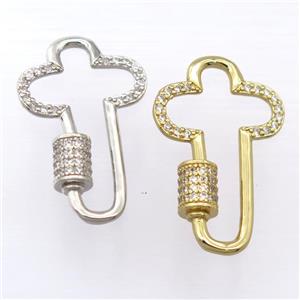 copper carabiner lock pendant pave zircon, mixed, approx 18-29mm [FD20211]