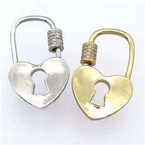 copper carabiner lock pendant pave zircon, mixed, approx 21-35mm [FD20220]