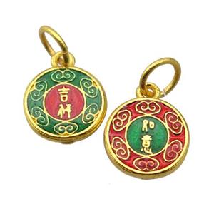 alloy pendant with enamel, gold plated, approx 12mm [FDEP376]