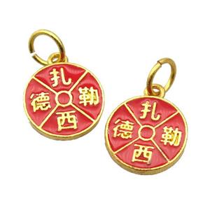 alloy pendant with enamel, gold plated, approx 13mm [FDEP377]
