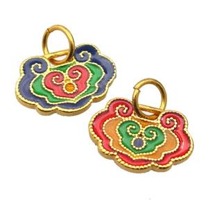alloy pendant with enamel, gold plated, approx 12-17mm [FDEP381]