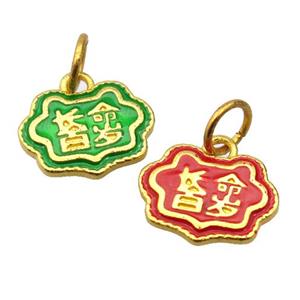 alloy pendant with enamel, gold plated, approx 12-16mm [FDEP382]