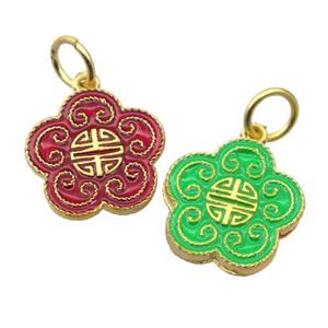 alloy pendant with enamel, gold plated, approx 16mm [FDEP385]