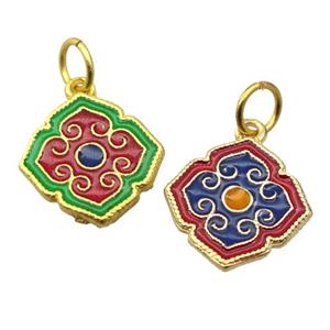 alloy pendant with enamel, gold plated, approx 17mm [FDEP386]