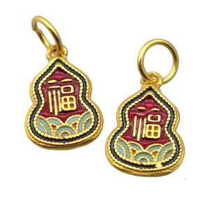 alloy pendant with enamel, gourd, gold plated, approx 11-14mm [FDEP387]