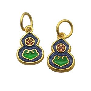 alloy pendant with enamel, gourd, gold plated, approx 10-12mm [FDEP391]