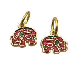 alloy pendant with enamel, elephant, gold plated, approx 7-10mm [FDEP392]