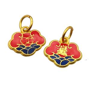 alloy pendant with enamel, gold plated, approx 11-14mm [FDEP393]