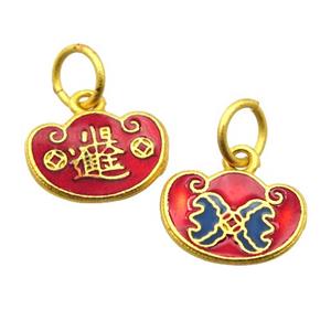 alloy pendant with enamel, gold plated, approx 10-15mm [FDEP400]