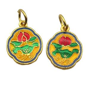 alloy pendant with enamel, gold plated, approx 14-16mm [FDEP405]