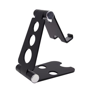 Adjustable Cell Phone Stand, Aluminum, Portable Desktop Phone Holder Dock, black plated, approx 15-131MM [FDPA30]