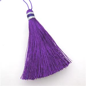 purple Nylon wire tassel pendants, approx 85mm length [FGPDA511]
