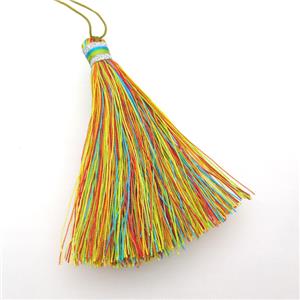 multicolor Nylon wire tassel pendants, approx 85mm length [FGPDA513]
