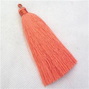 orange nylon wire tassel pendants, silken, A grade, approx 10cm length [FGPDA518]