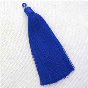deepblue nylon wire tassel pendants, silken, A grade, approx 10cm length [FGPDA521]