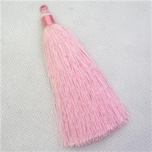 pink nylon wire tassel pendants, silken, A grade, approx 10cm length [FGPDA523]