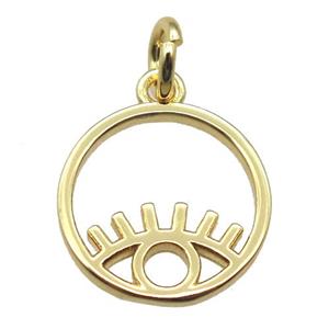 copper circle eye pendant, gold plated, approx 12mm dia [FN15715]