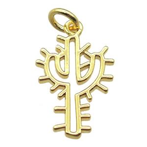 copper cactus pendant, gold plated, approx 12-18mm [FN15716]