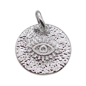 copper circle pendant with eye, platinum plated, approx 12mm dia [FN15720]