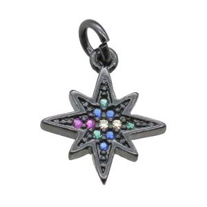 copper Compass pendant paved zircon, black plated, approx 12mm [FN15731]