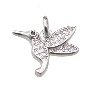 copper hummer pendant paved zircon, platinum plated, approx 11-14mm [FN15736]