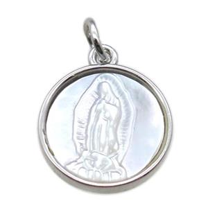 copper circle pendant with virgin mary, platinum plated, approx 14mm dia [FN15749]