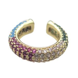 copper Hoop Earrings cuff pave zircon, gold plated, approx 15mm dia [FN15813]