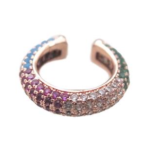 copper Hoop Earrings pave zircon, rose gold, approx 15mm dia [FN15814]