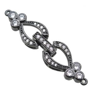 copper heart connector clasp paved zircon, black plated, approx 10-40mm [FN15827]