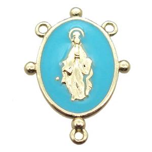 copper oval hanger bail with enameling virgin mary, gold plated, approx 12-17mm [FN15830]