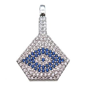 copper fan pendant paved zircon, platinum plated, approx 15-25mm [FN15851]