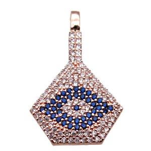 copper fan pendant paved zircon, rose gold, approx 15-25mm [FN15853]